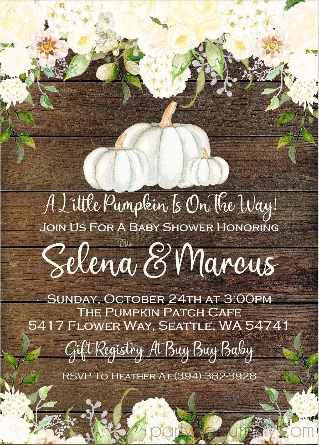 Gender Neutral Fall Pumpkin Fall Baby Shower Invitations