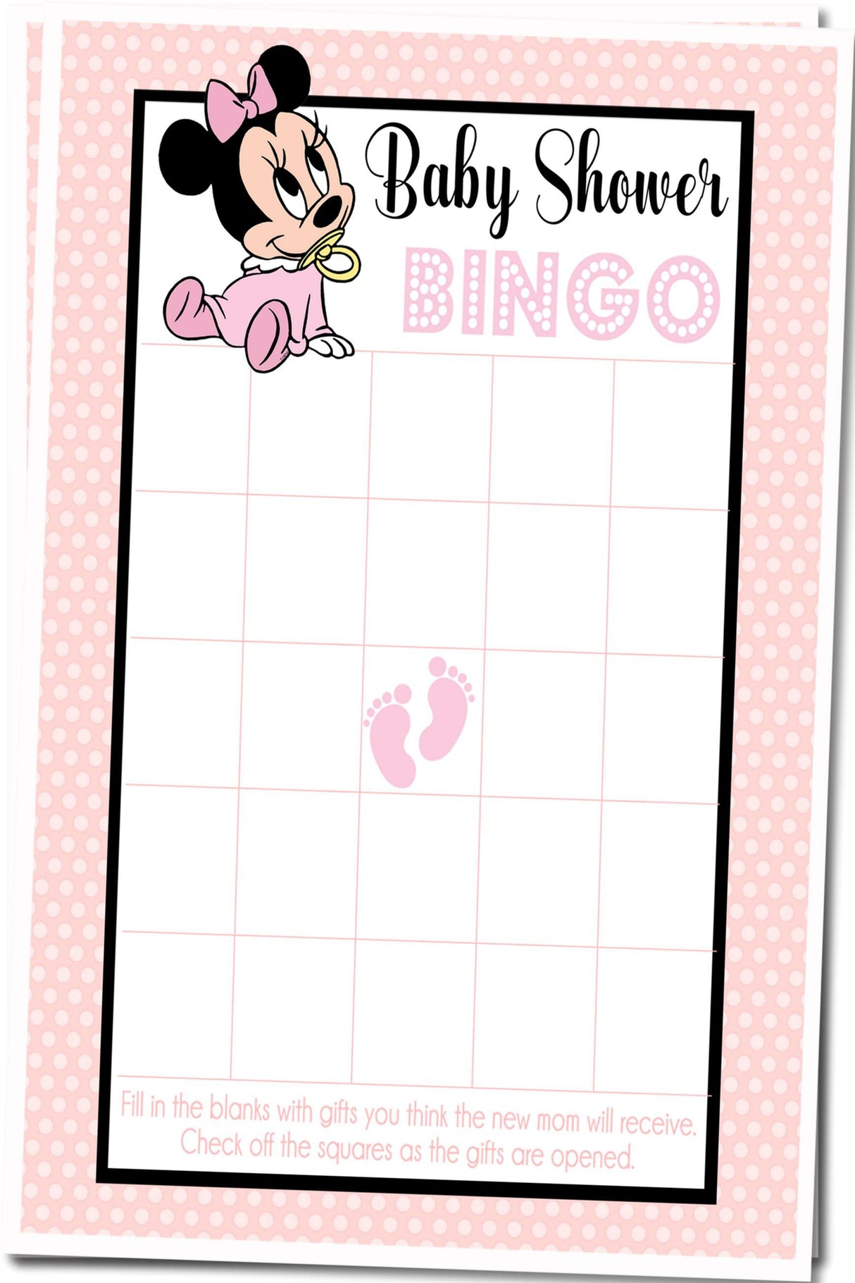 Pink mouse baby shower bingo printable PDF