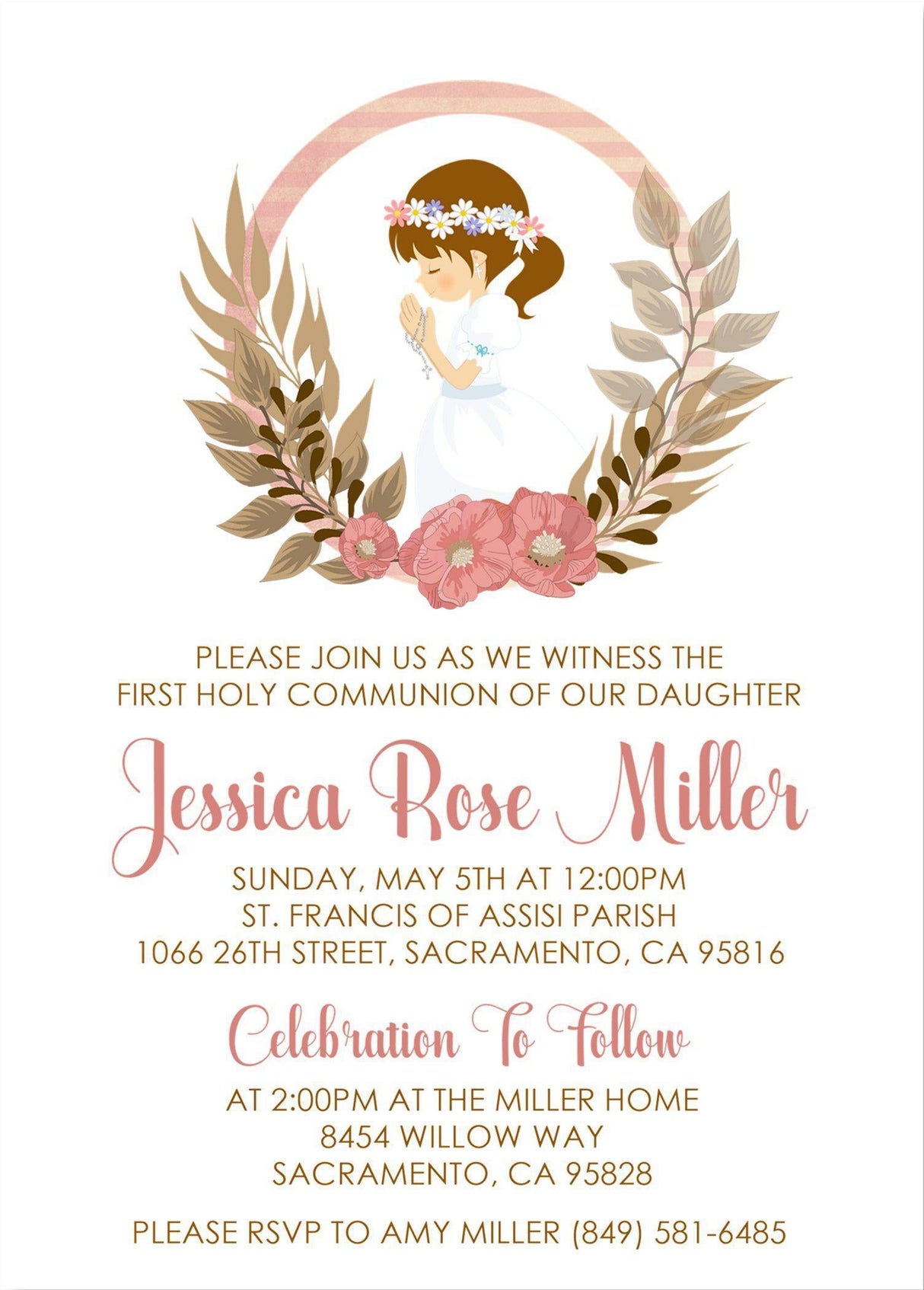 Girls First Communion Invitations
