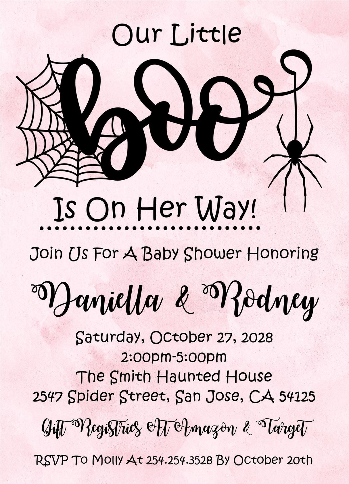 Girls Halloween Baby Shower Invitations