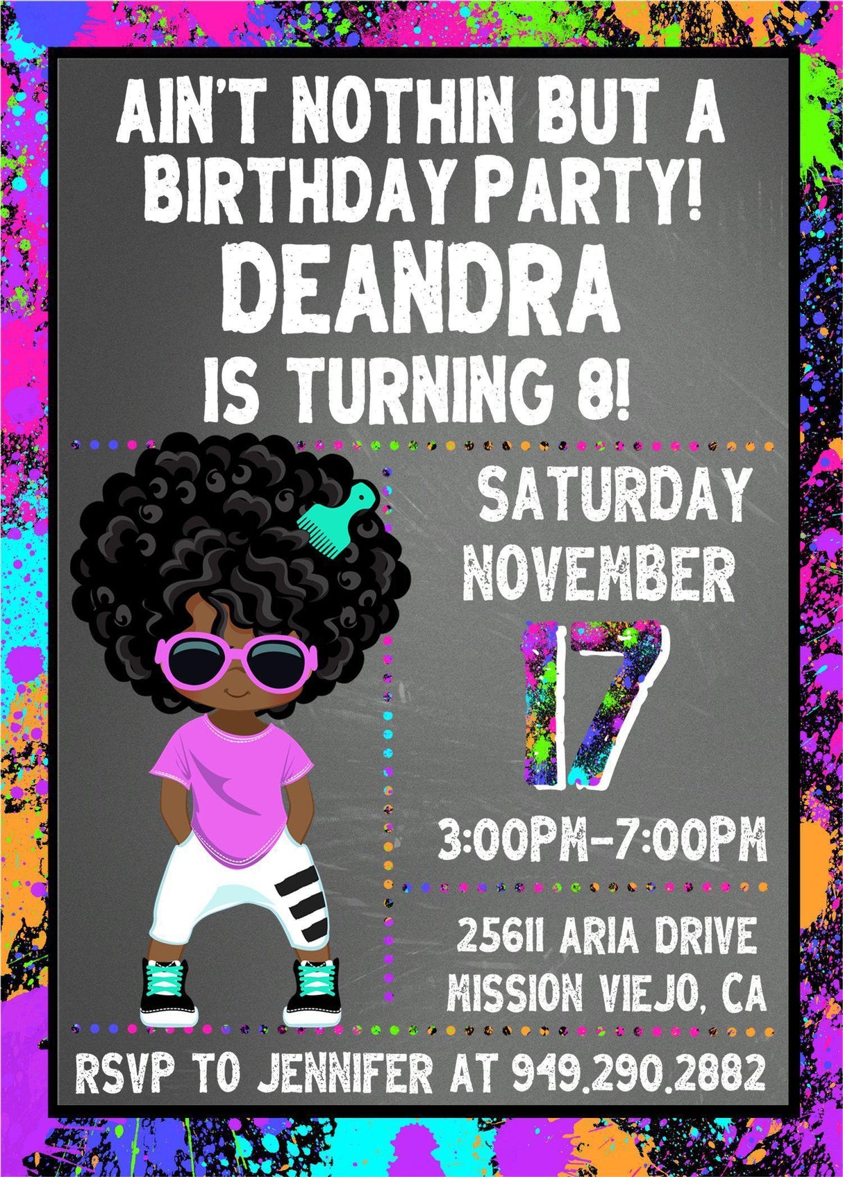Girls Hip Hop Birthday Party Invitations