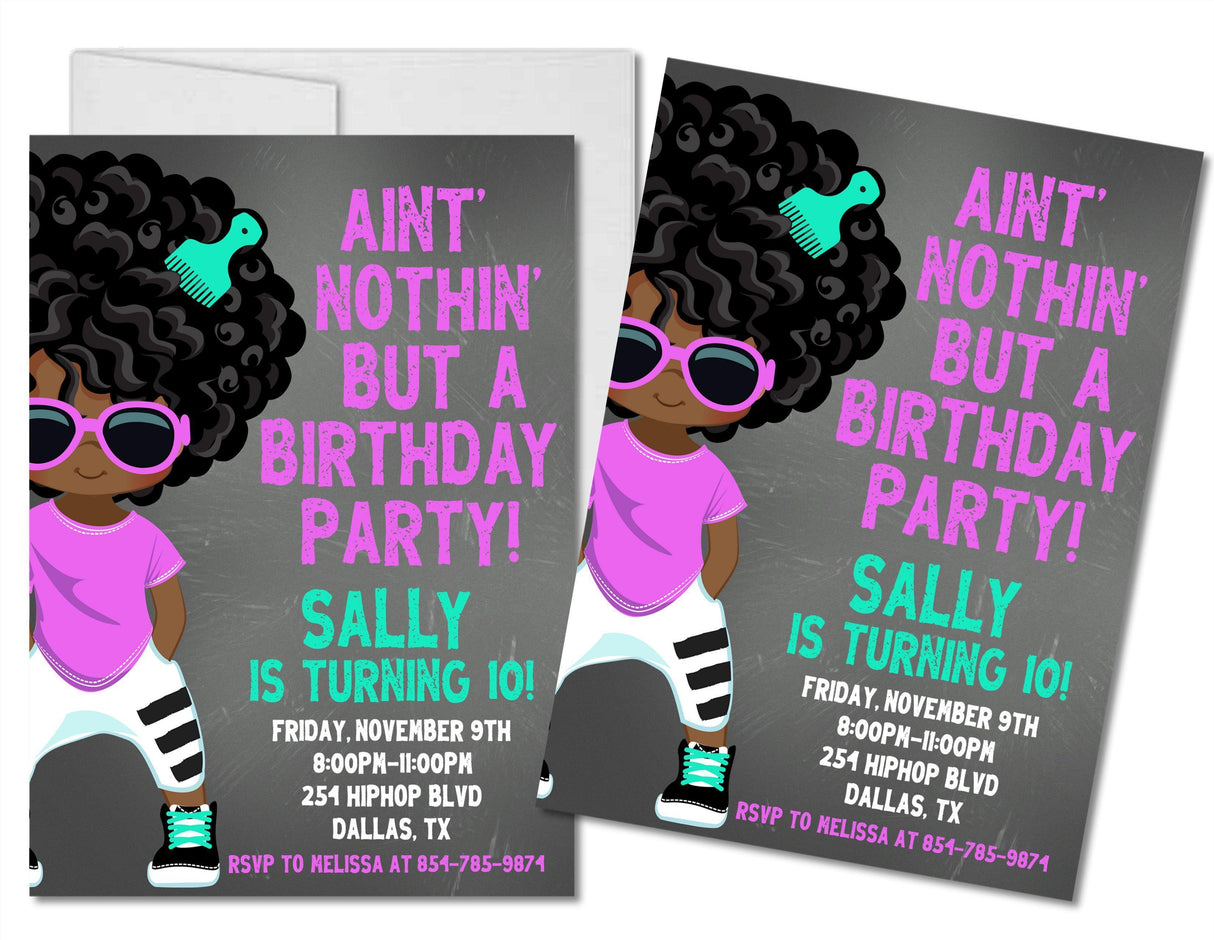 Girls Hip Hop Birthday Party Invitations