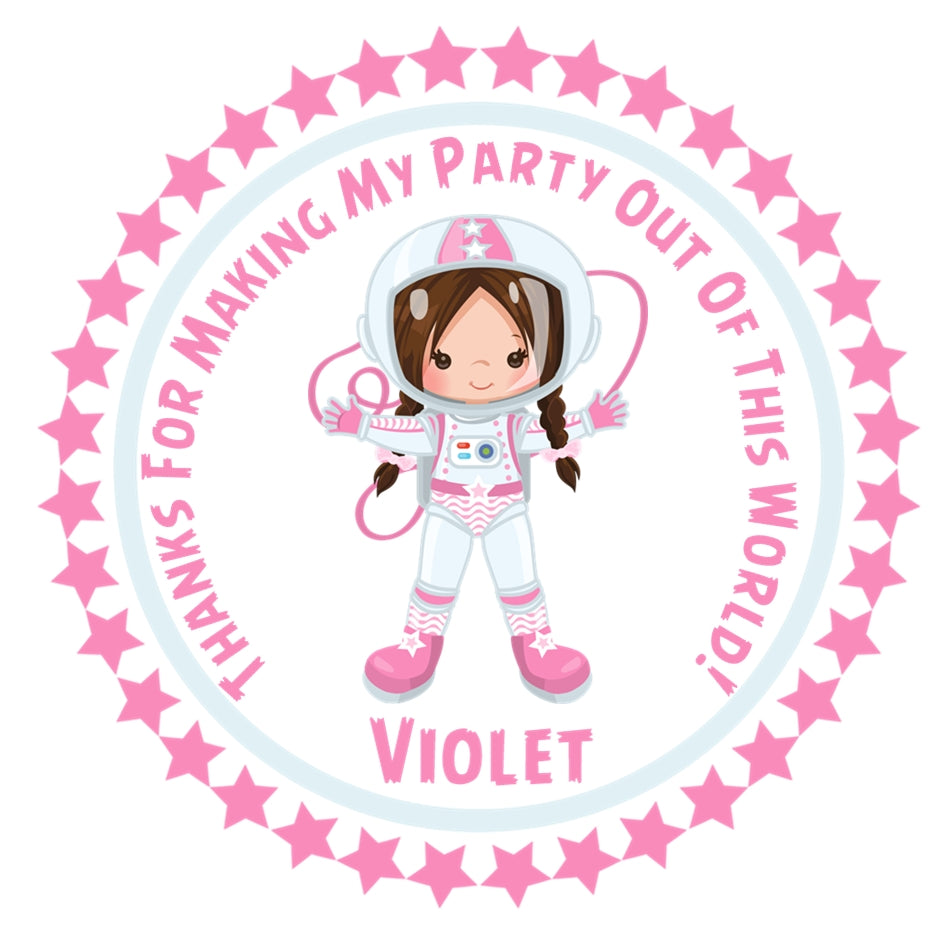 Astronaut Space Birthday Stickers