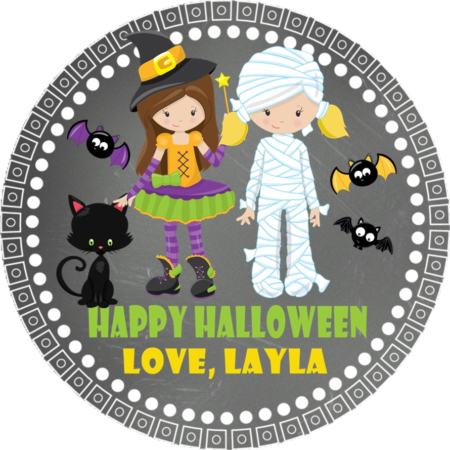 Girls halloween trick or treat stickers