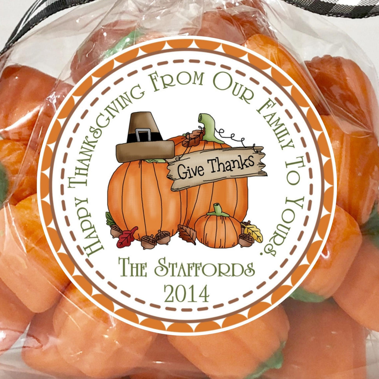 Give thanks pumpkin Thanksgiving sticker