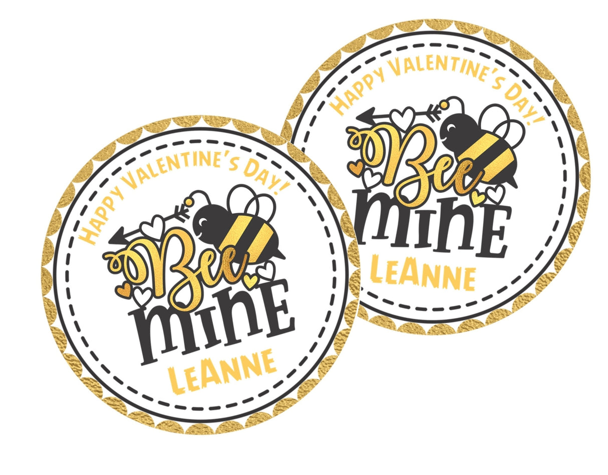 Gold and black bumble bee Valentine label
