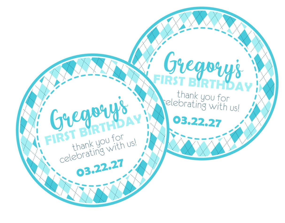 Golf theme birthday favor label design