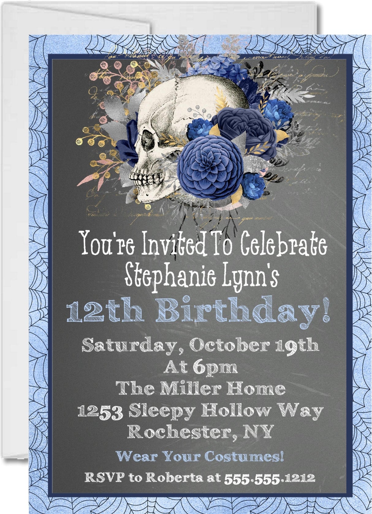 Gothic Halloween Birthday Party Invitations