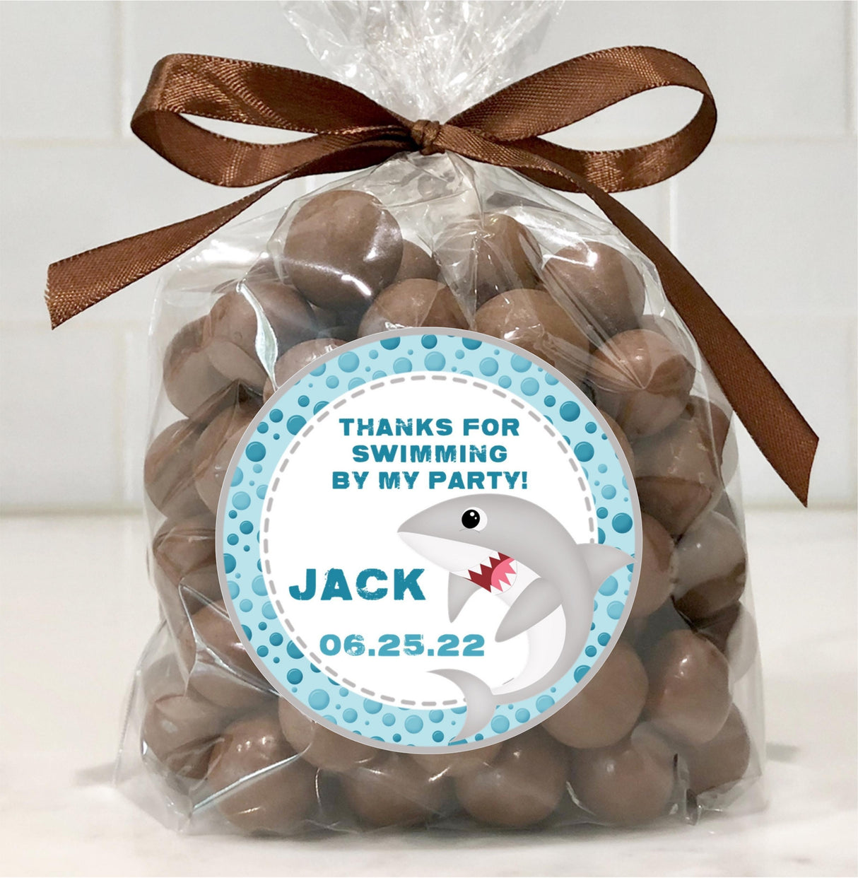 Gray shark with stitched frame sticker