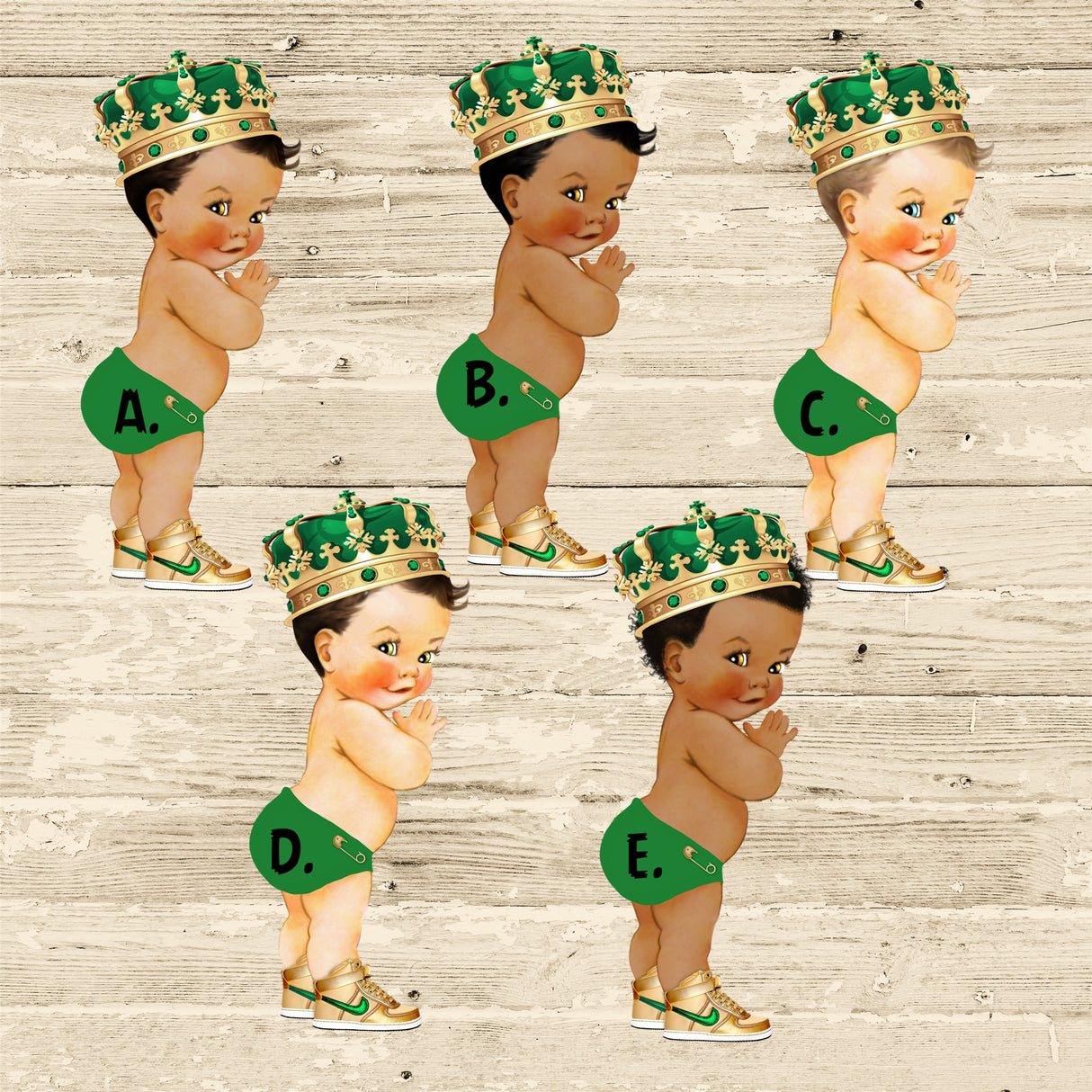 Green and Gold Little Prince Baby Shower Stickers – Royal Prince Baby Shower Favor Labels
