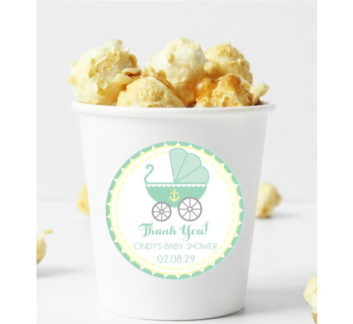 Green nautical baby shower favor label
