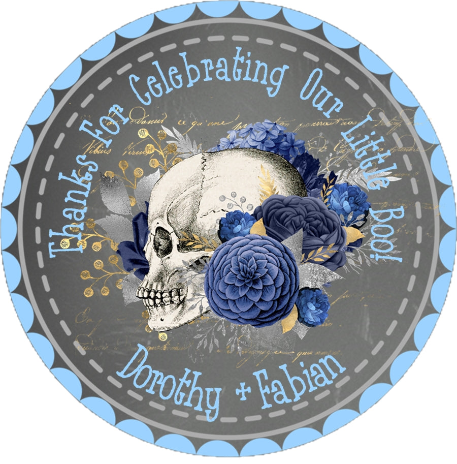 Little Boo Skull Halloween Baby Shower Stickers