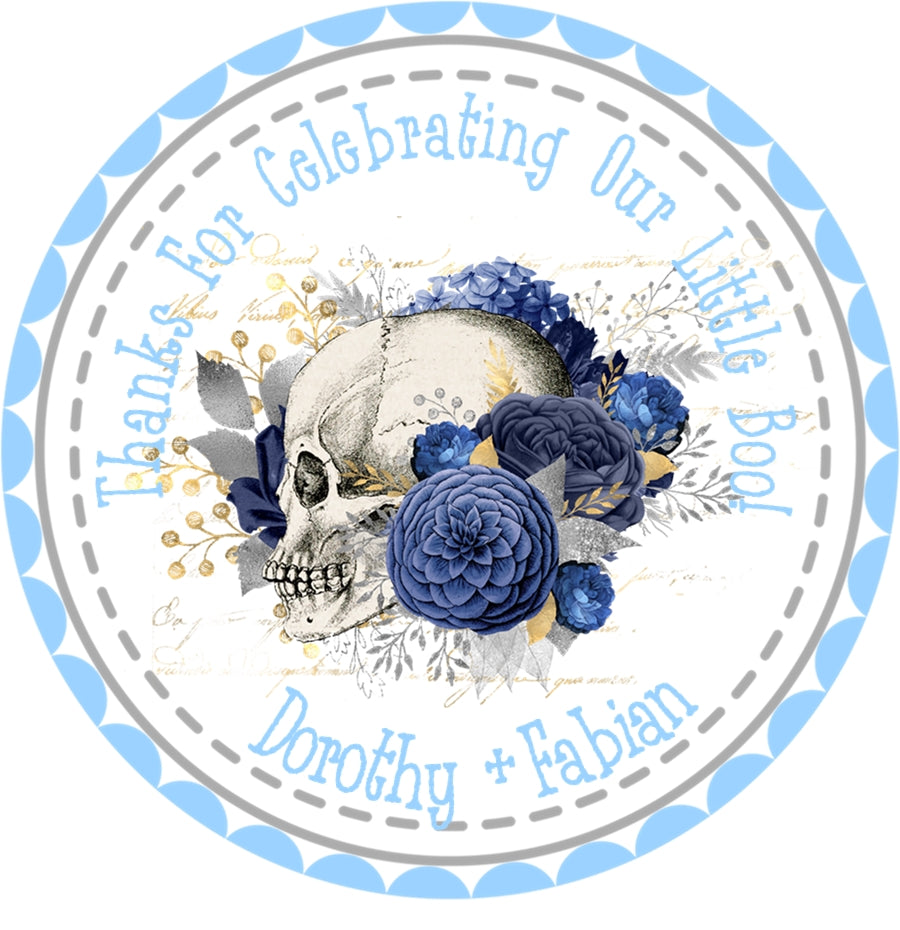 Little Boo Skull Halloween Baby Shower Stickers