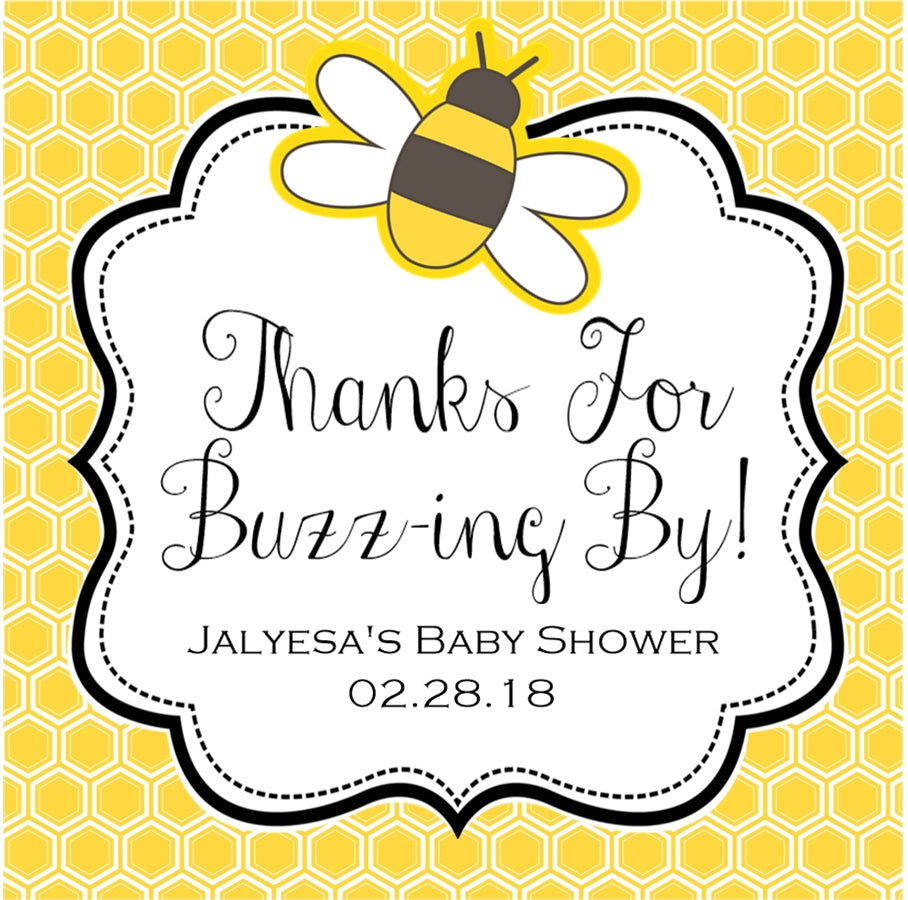 Honeycomb bee baby shower favor sticker