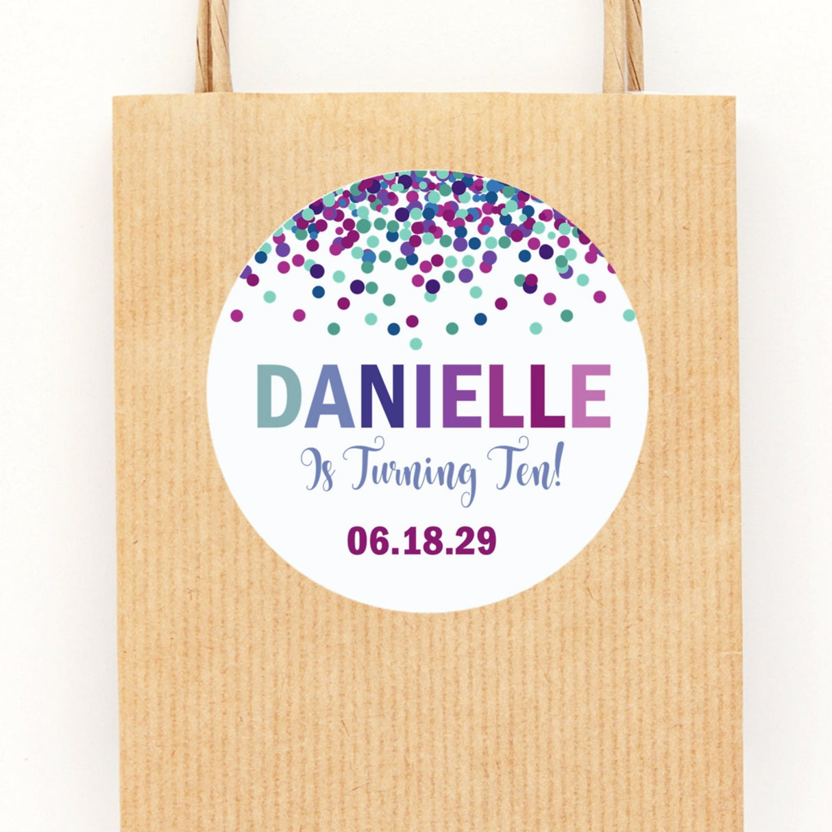 Jewel tone confetti birthday sticker