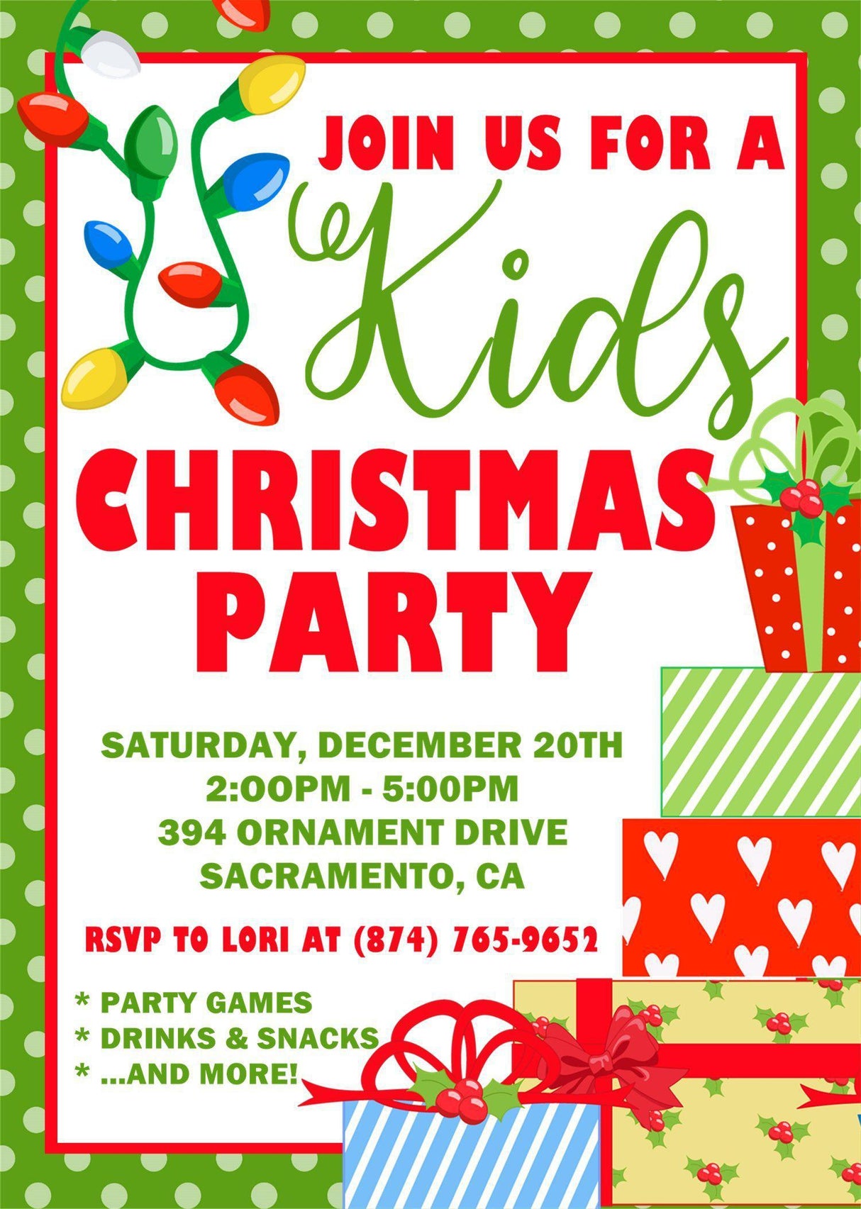 Kids Christmas Party Invitations