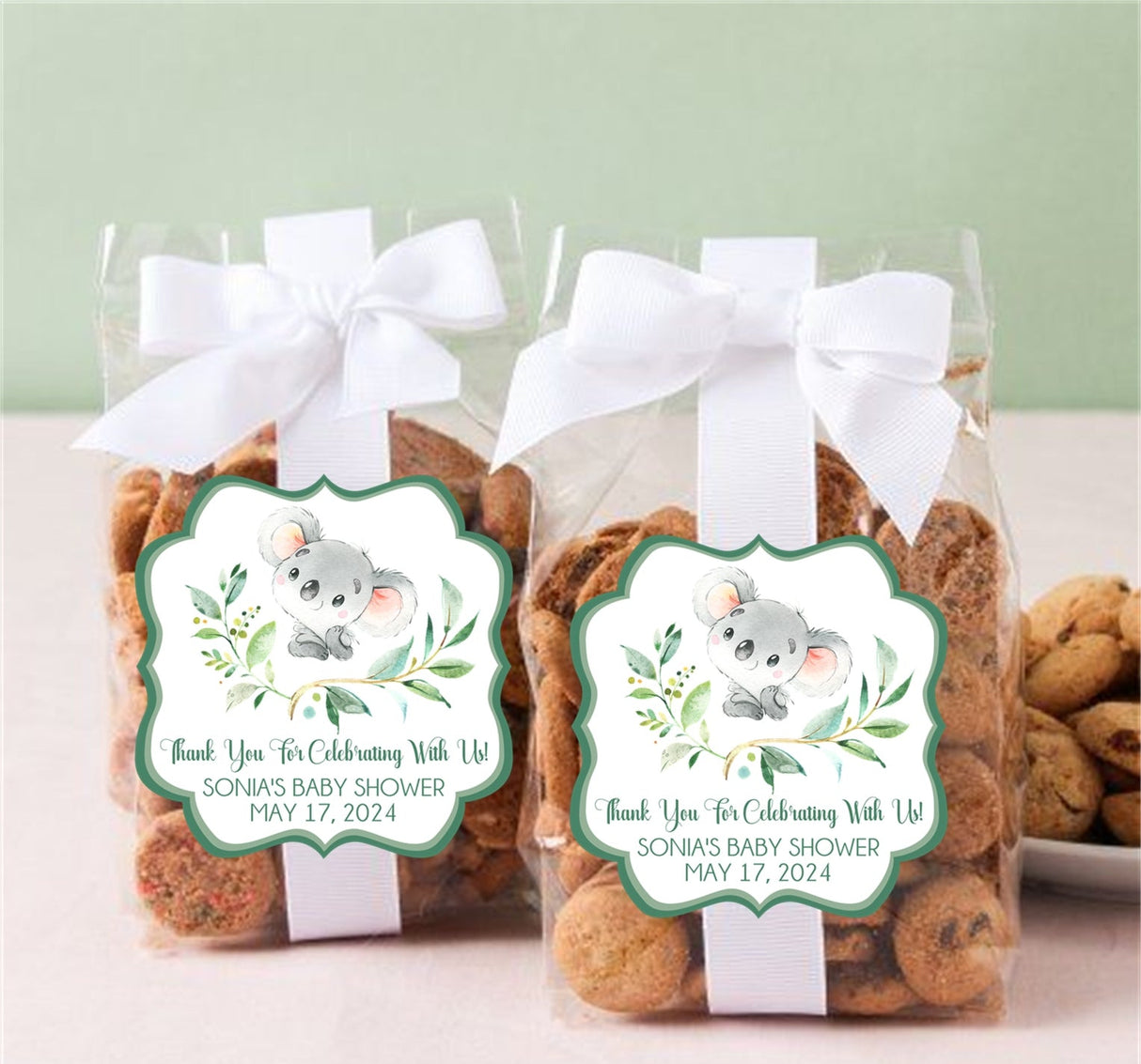 Koala baby shower favor label stickers