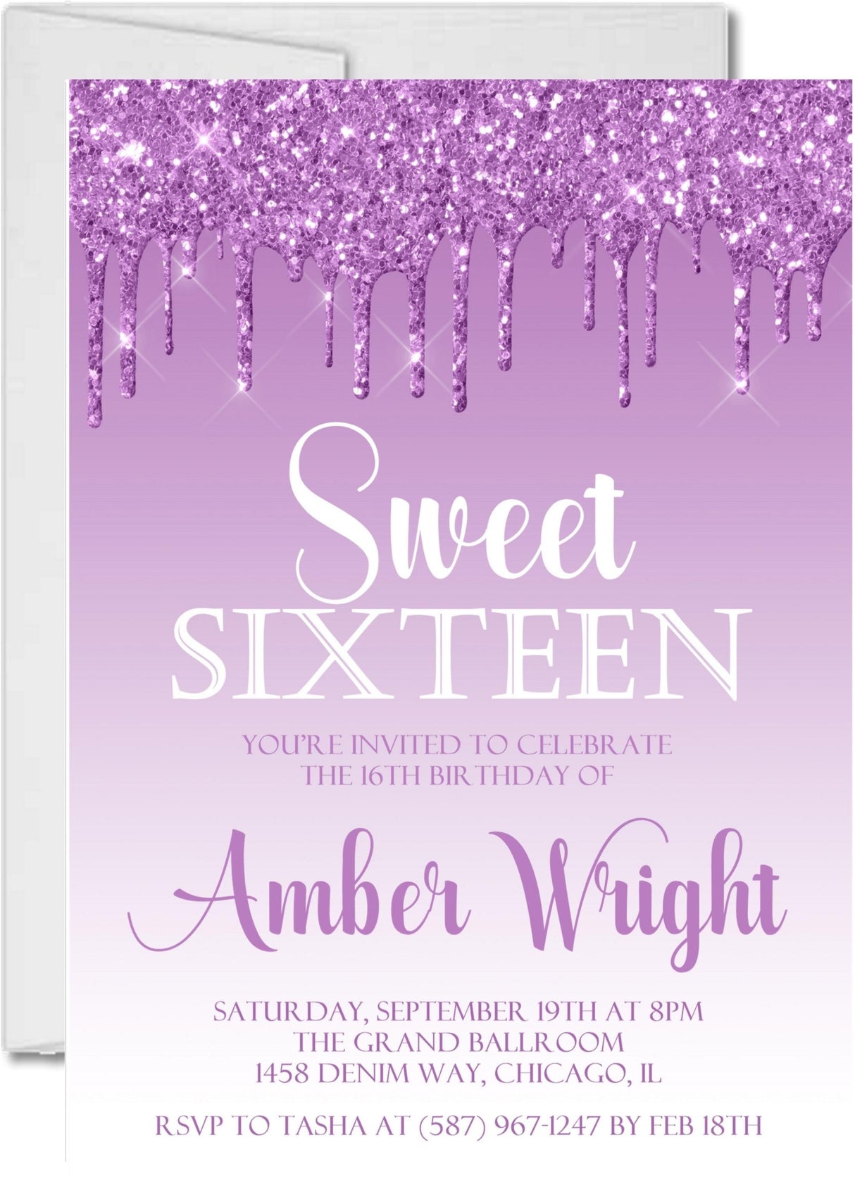 Lavender Sweet 16 Party Invitations