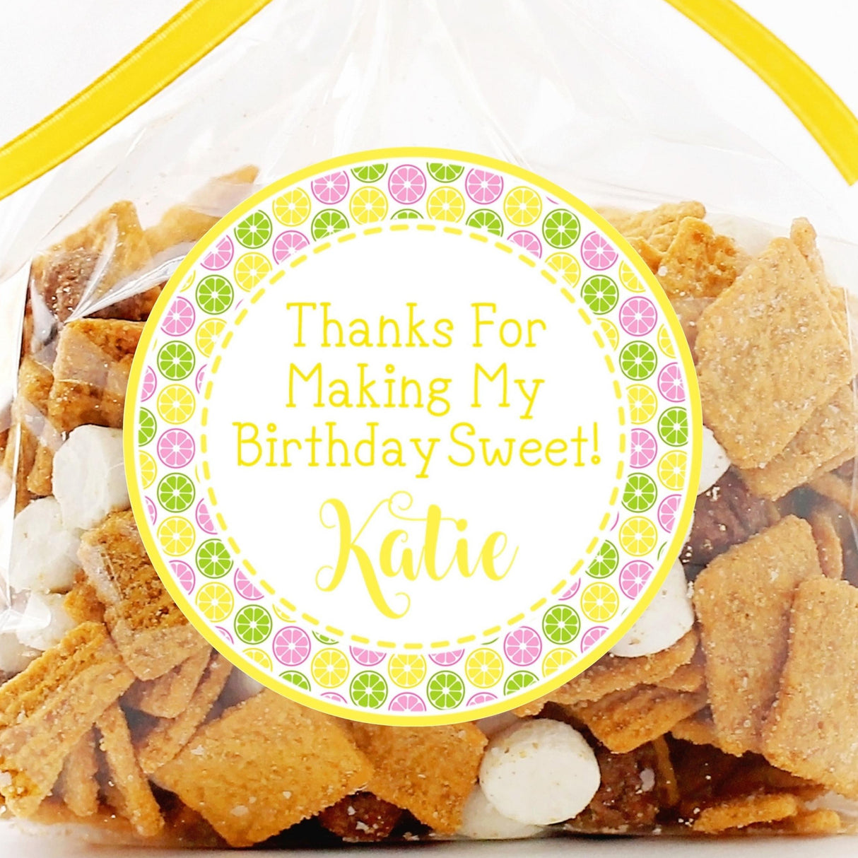 Lemonade themed party favor sticker personalized