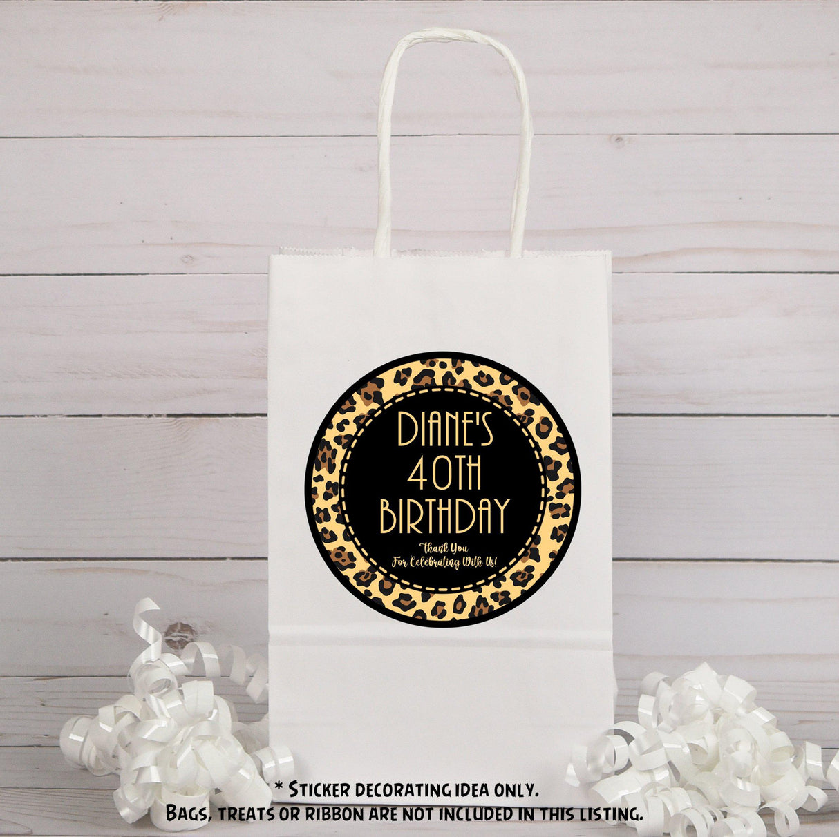 Leopard pattern party favor sticker