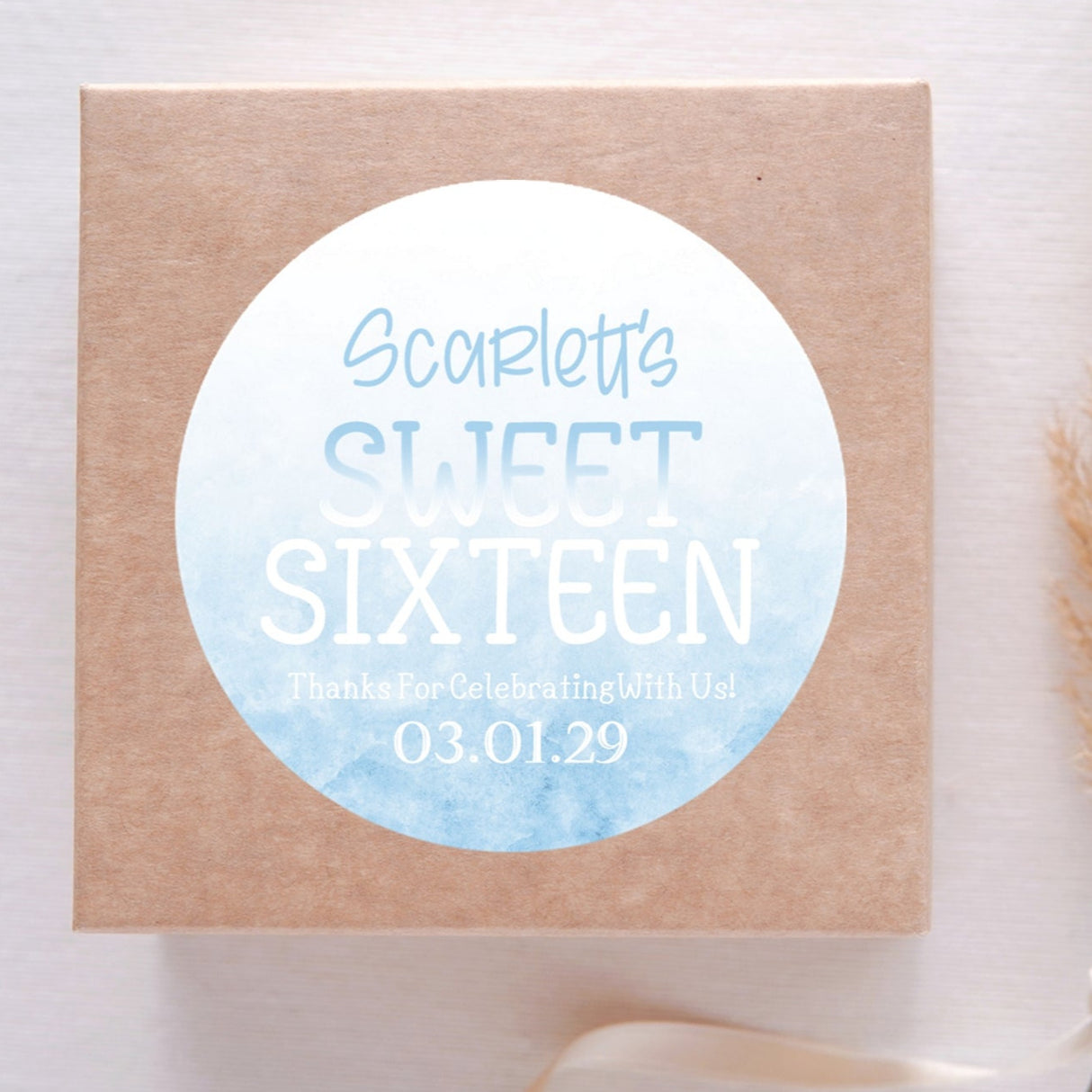 Light blue watercolor Sweet Sixteen birthday sticker