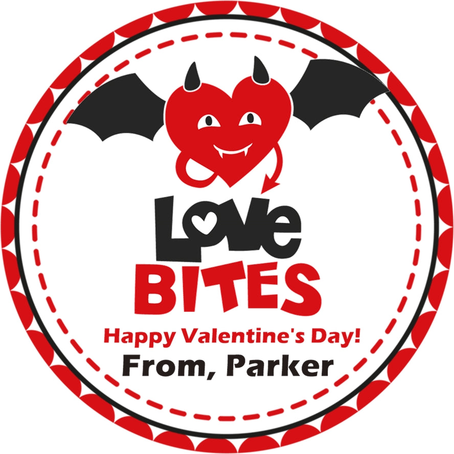 Love Bites Valentine’s Day Stickers – Funny Classroom Valentine