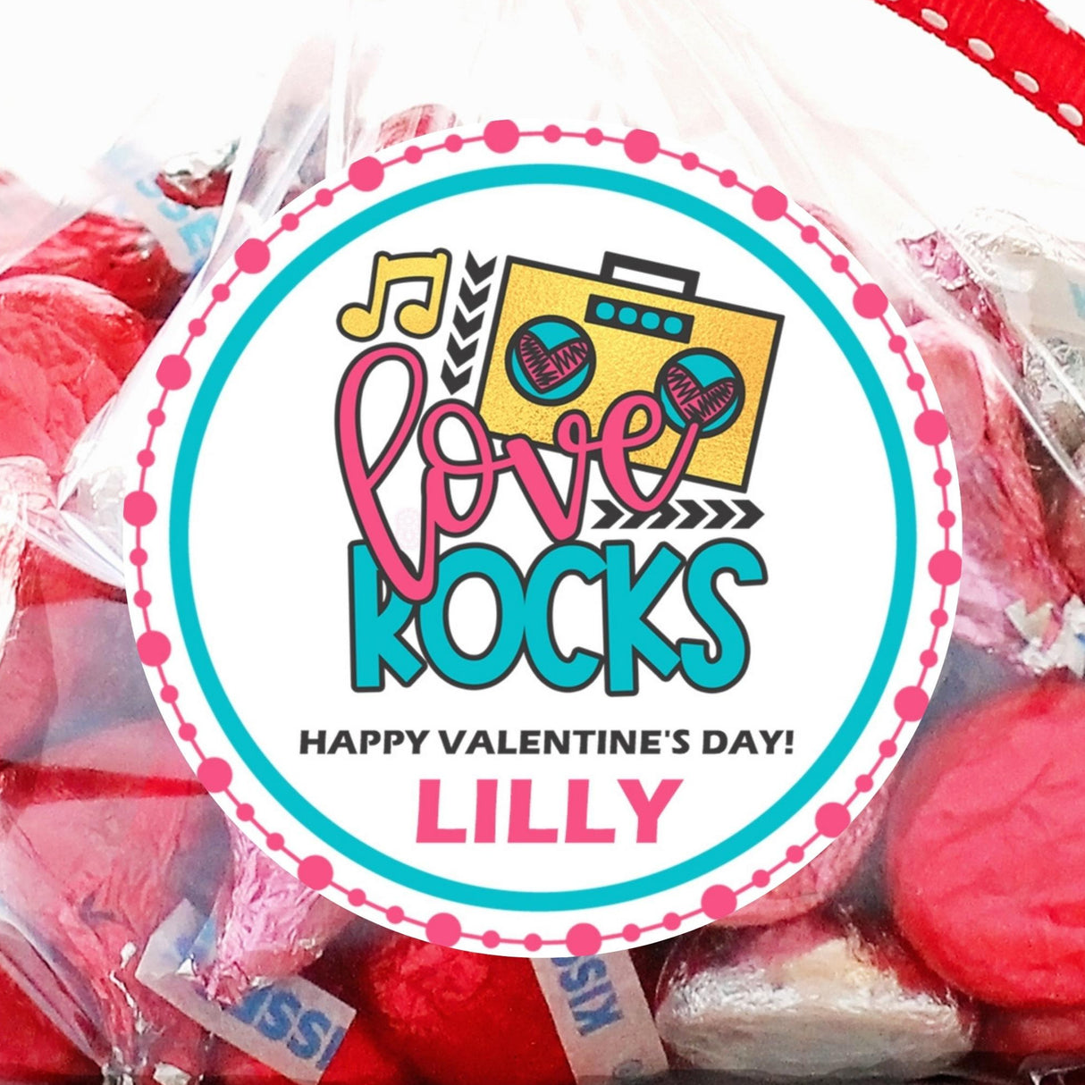 Love Rocks boombox Valentine sticker