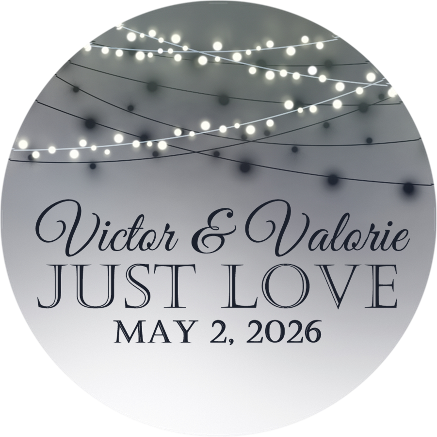 Minimalist wedding favor sticker with Just Love wording