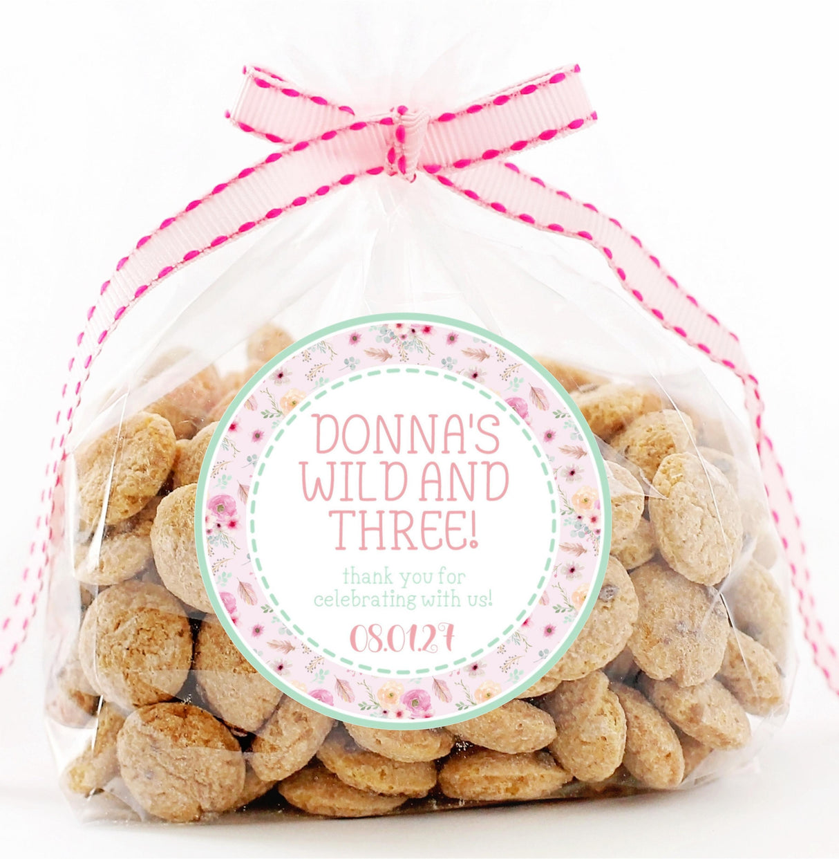 Mint boho third birthday sticker