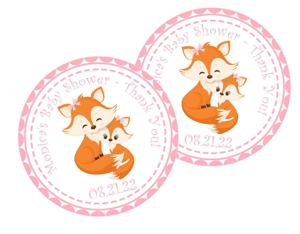 Mom and baby fox pink sticker