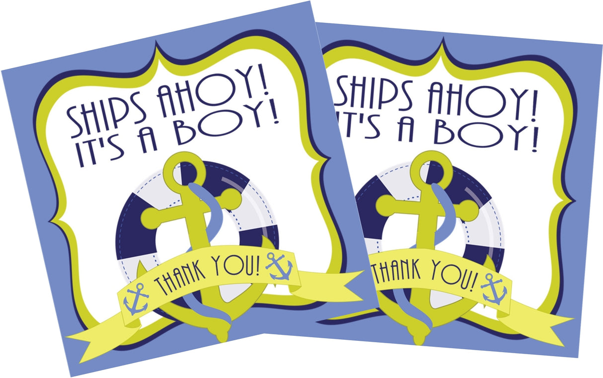 Nautical anchor baby shower thank-you sticker
