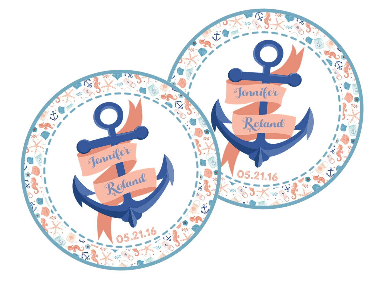 Nautical anchor wedding favor label