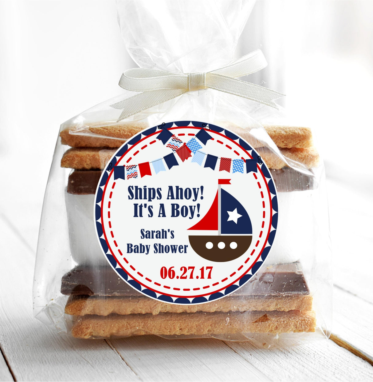 Nautical baby shower favor sticker