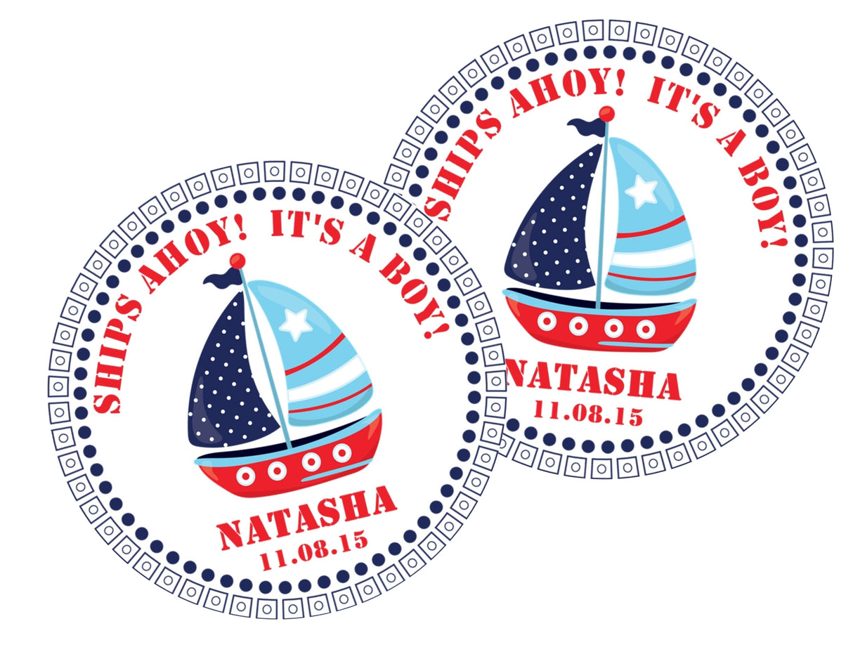 Nautical boy baby shower favor label