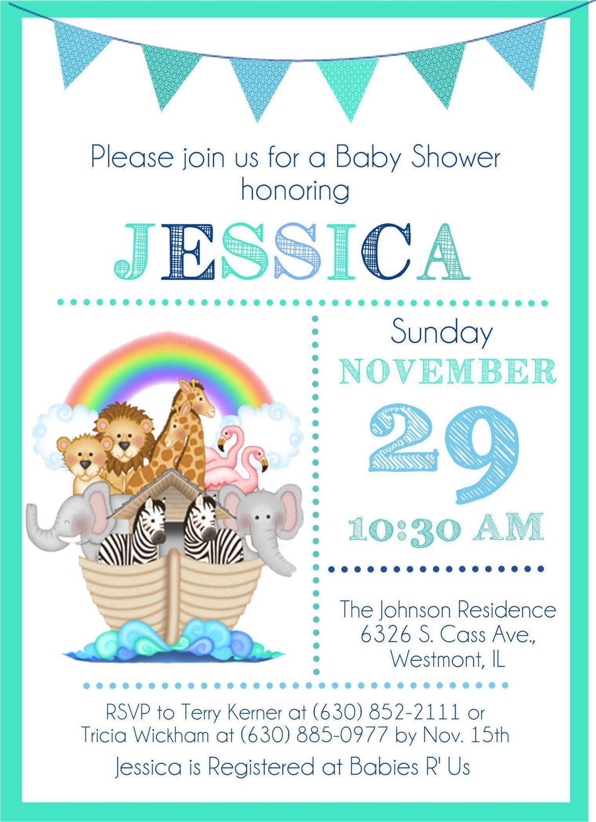 Noah's Ark Baby Shower Invitations