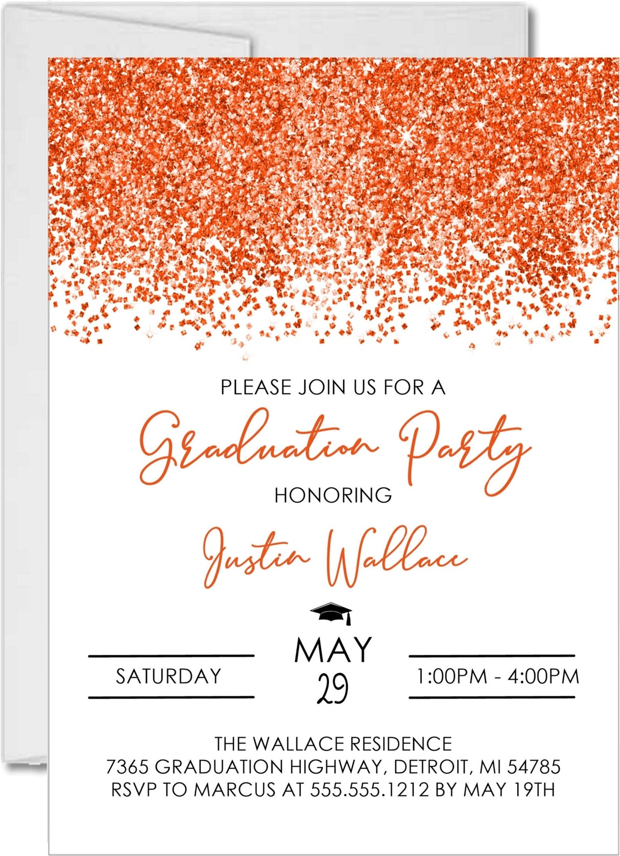 Orange Graduation Party Invitations