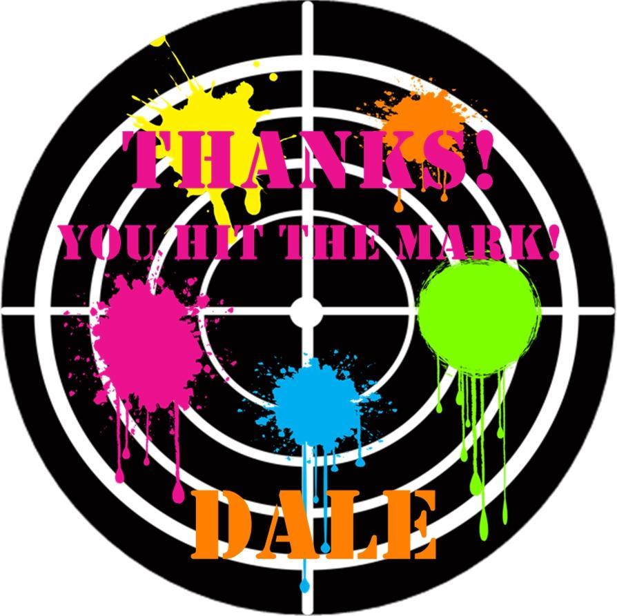 Paintball party sticker with target