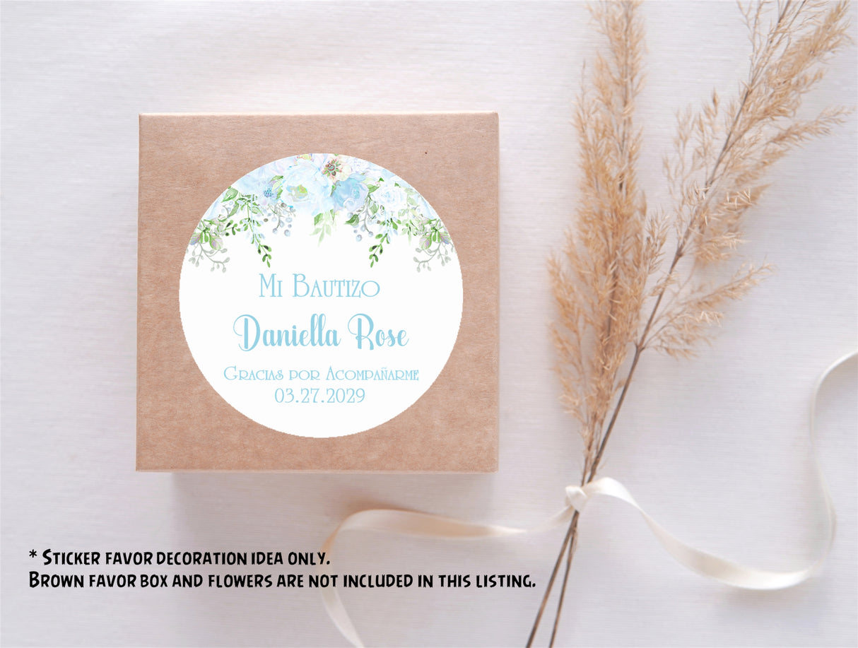 Pastel blue mi bautizo stickers