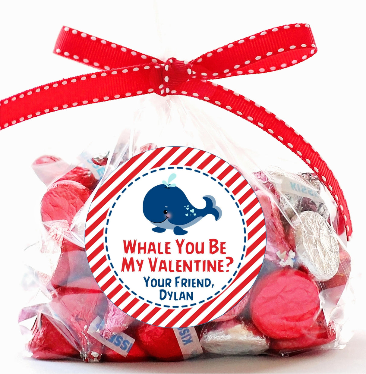 Personalized blue whale Valentine favor