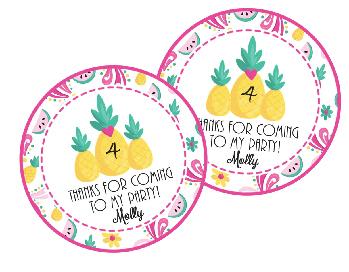 Personalized fruit themed party favor label