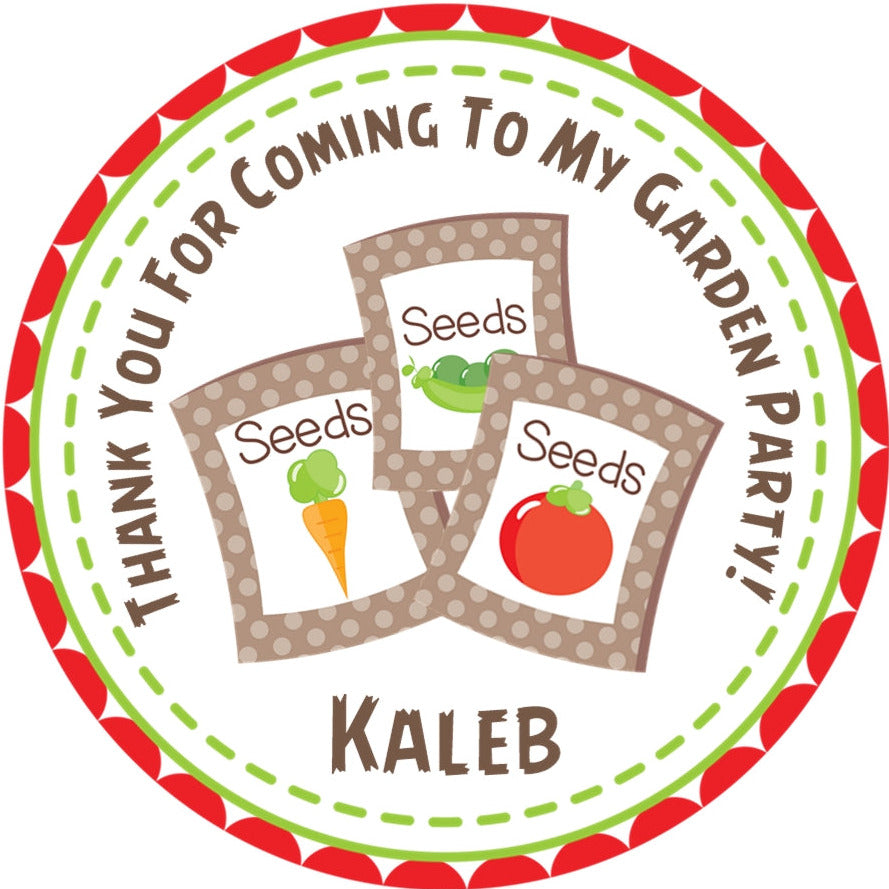 Personalized gardening party favor sticker