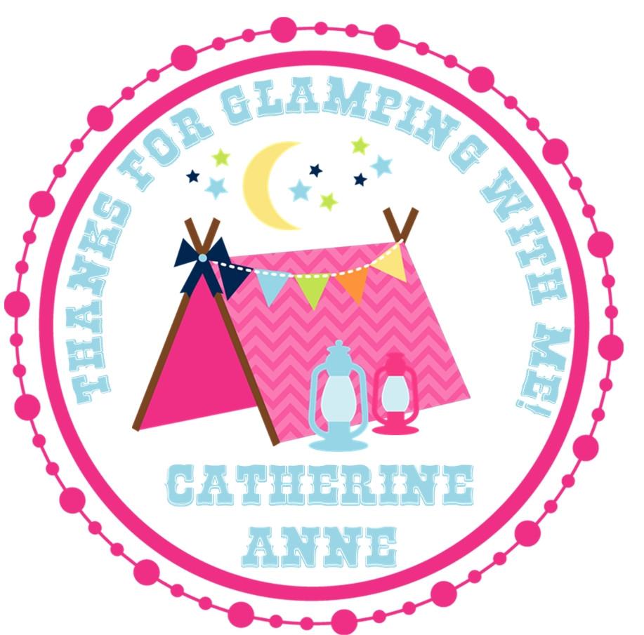 Personalized girls camping party favor label