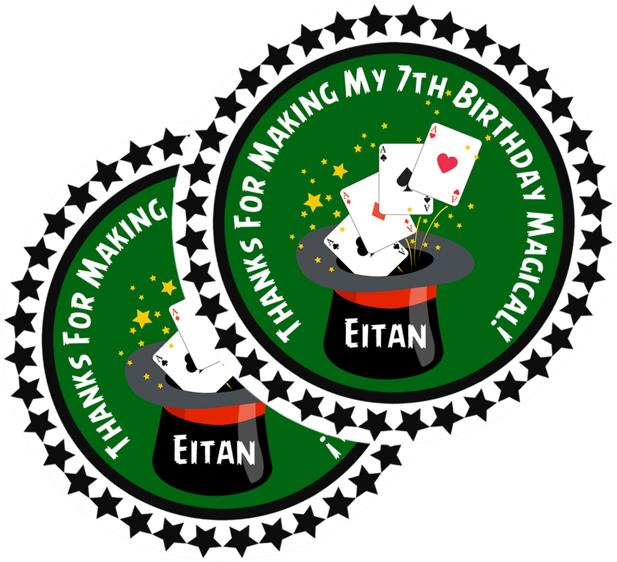 Personalized green magic party favor label