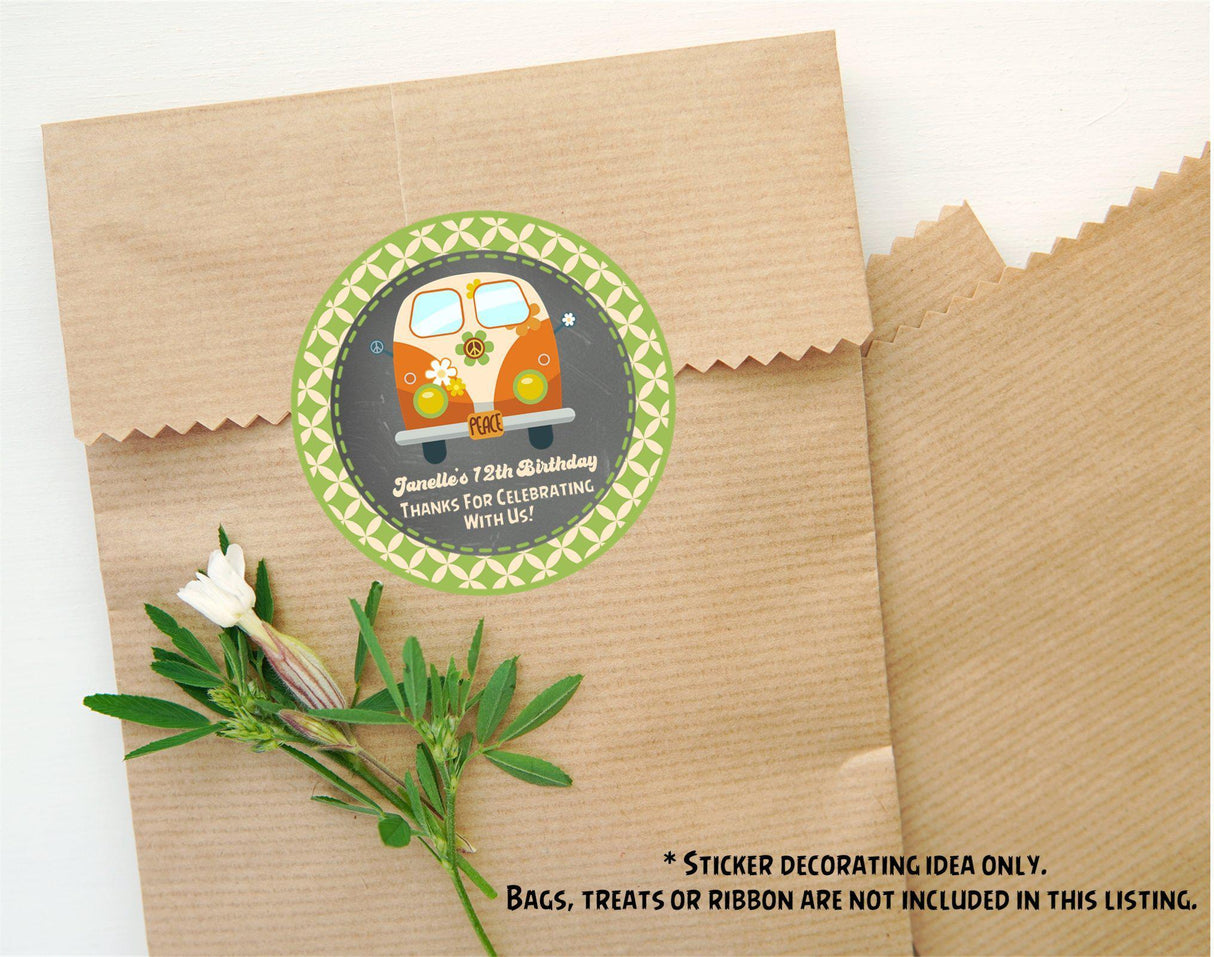 Personalized groovy van favor sticker
