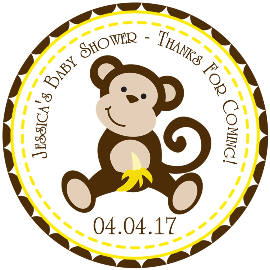Personalized jungle monkey party favor sticker