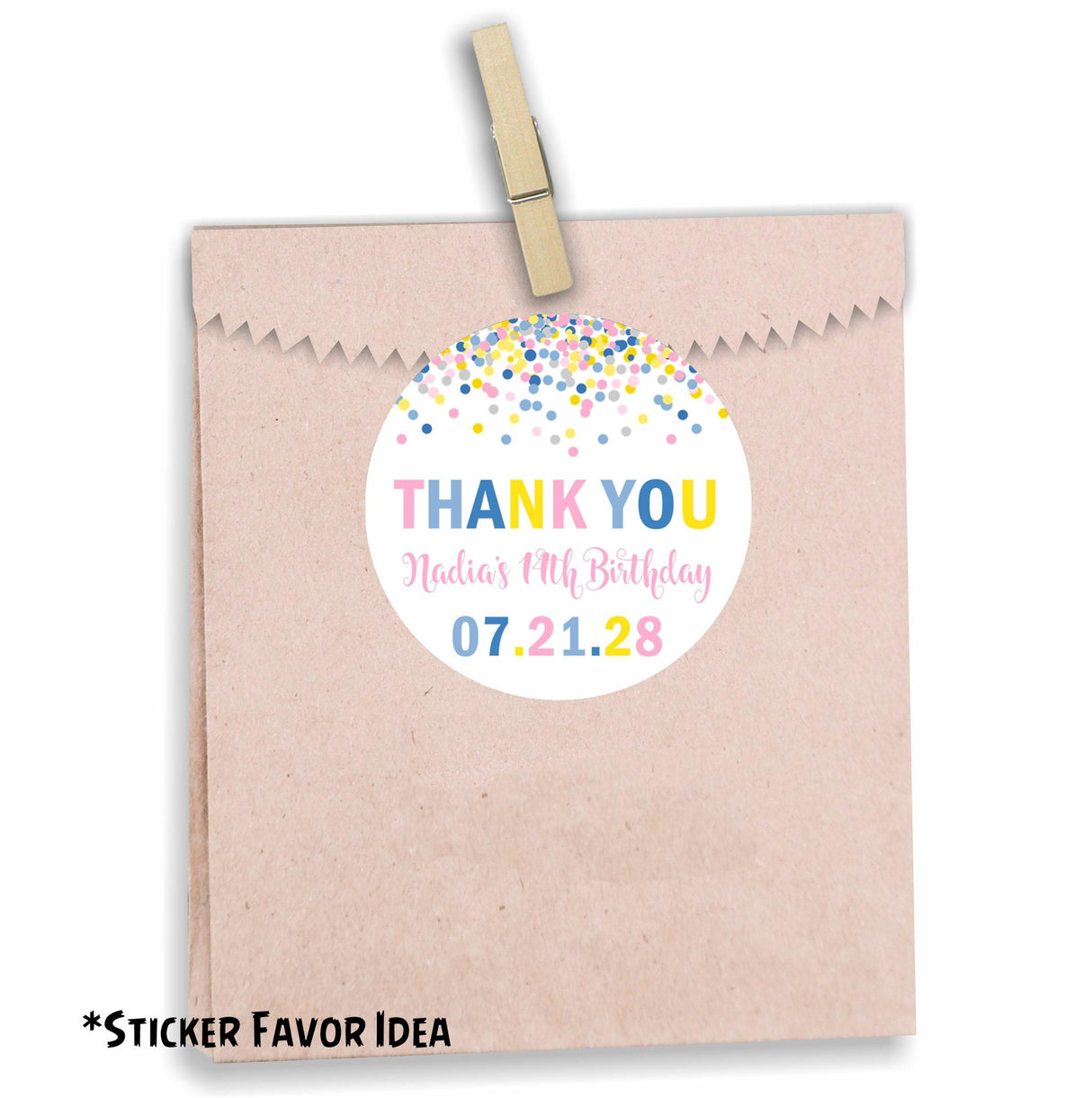 Personalized pastel sprinkle confetti sticker