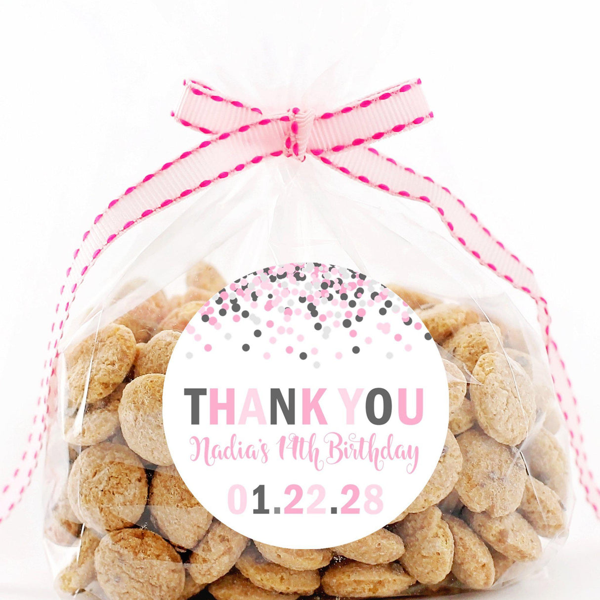 Personalized pink sprinkle confetti sticker