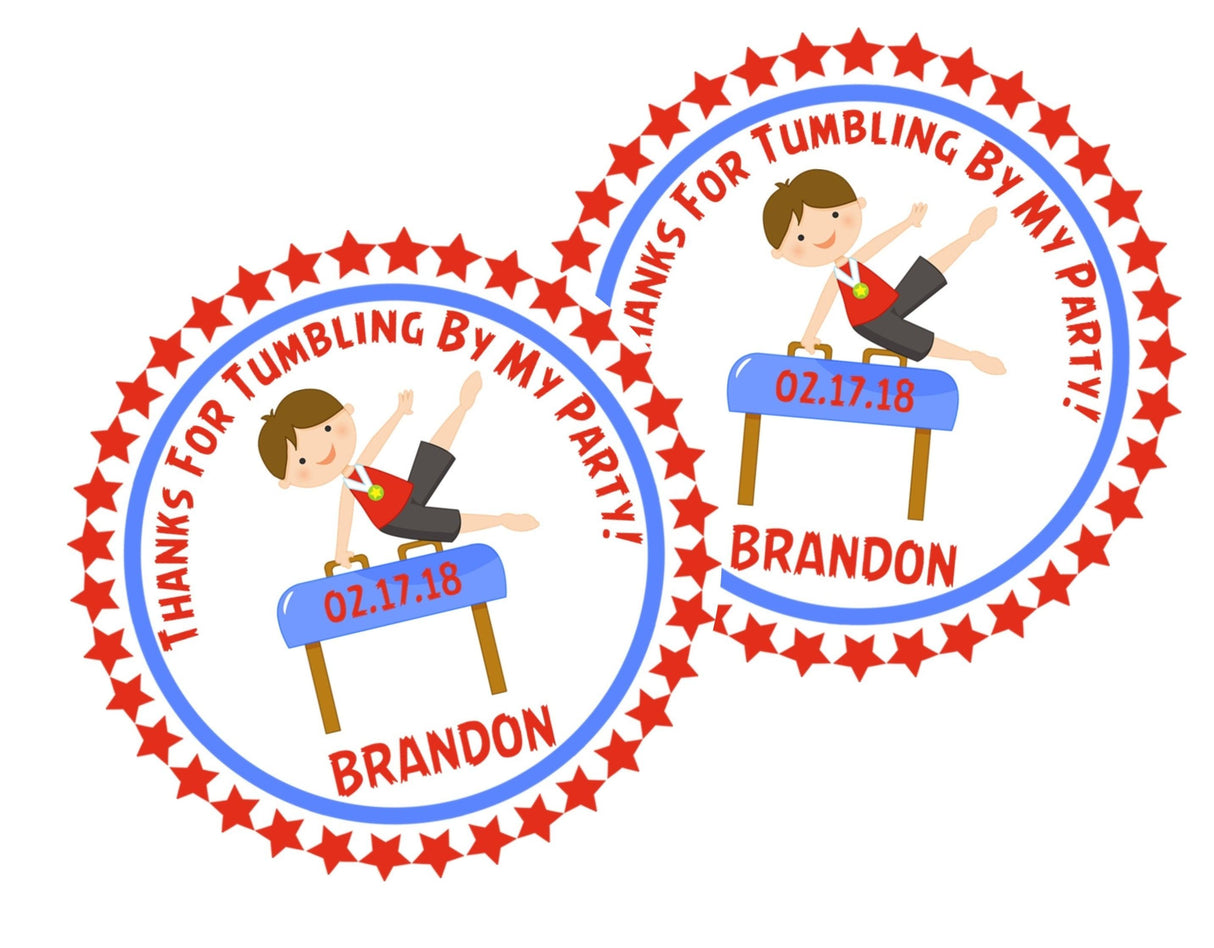 Personalized pommel horse party favor labels for boys