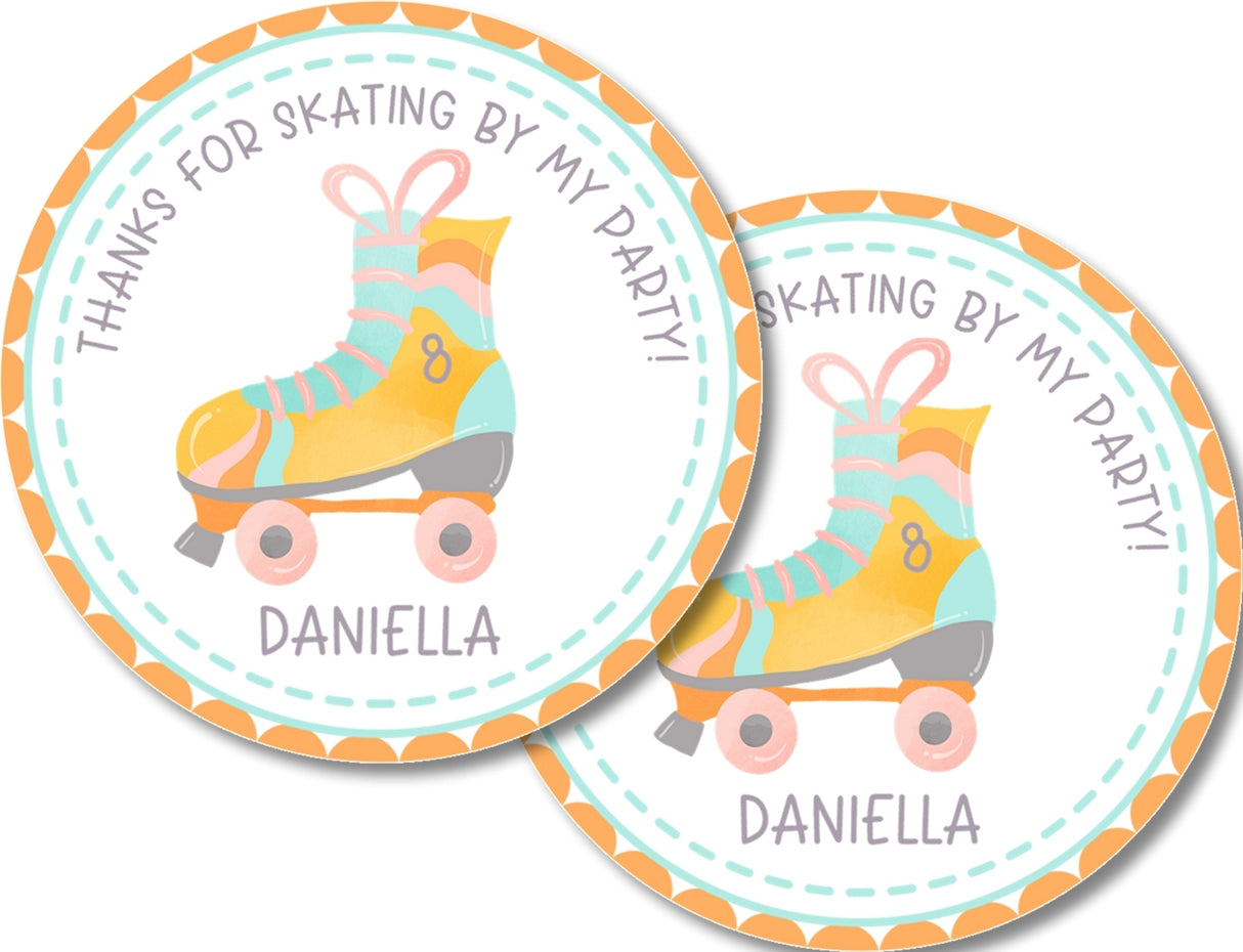 Personalized roller skating favor label