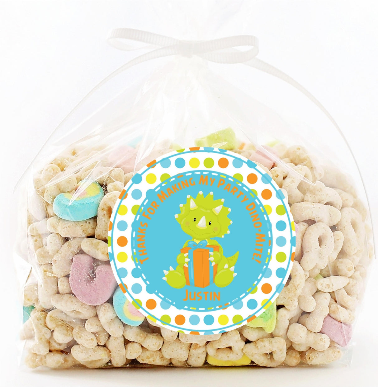 Personalized toddler dinosaur party sticker